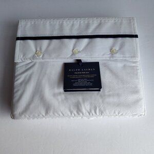 Ralph Lauren White Palmer Percale KING Organic Cotton Flat Sheet
